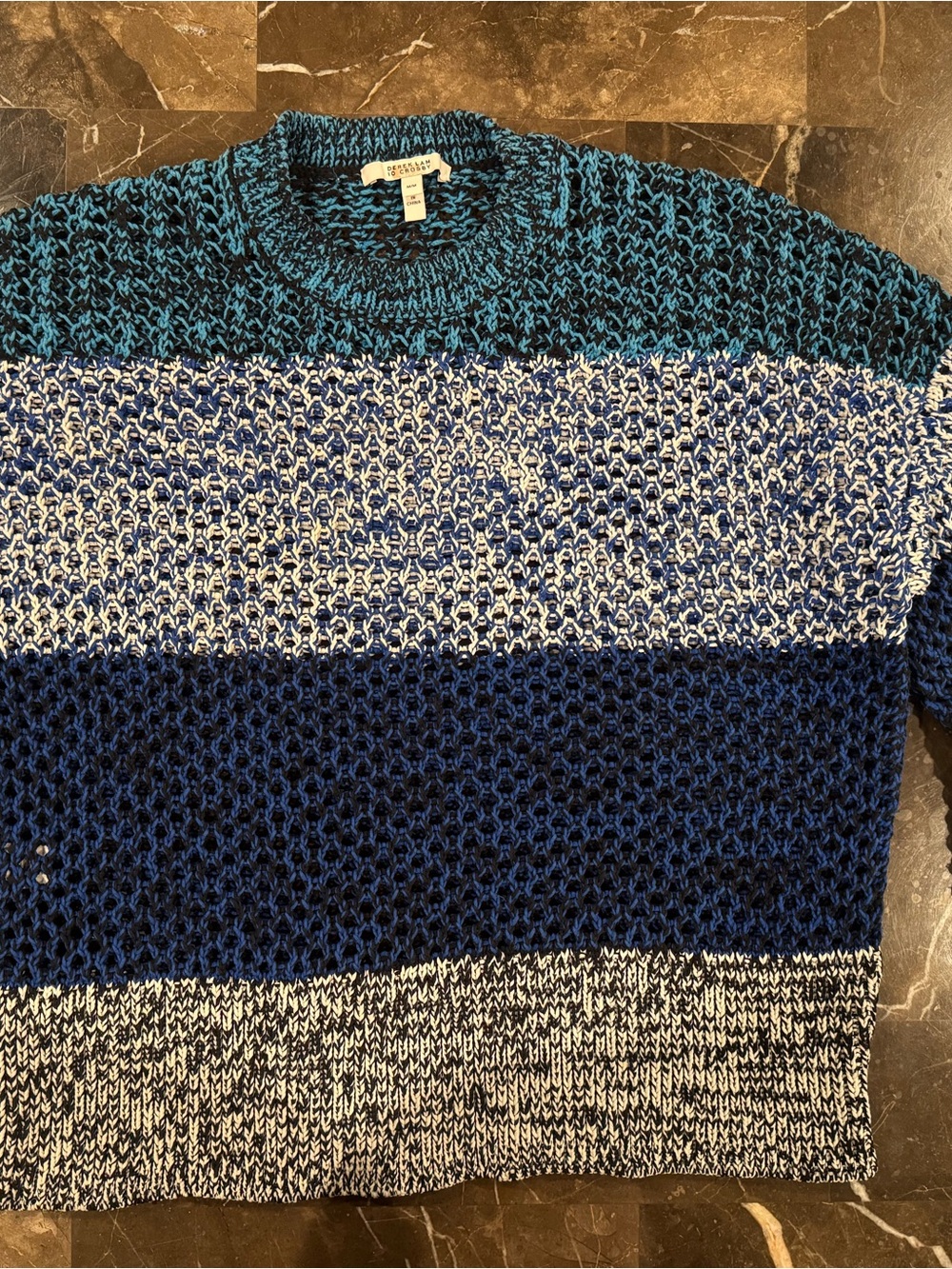 Derek Lam 10 Crosby Chunky Open-Knit Colorblock Sweater | M